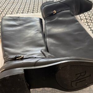 Ralph Lauren Black Tall Leather Riding Boots